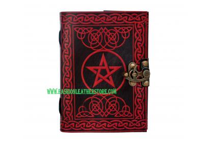 Celtic Pentagram red With Black Leather Journal Diary Travel Book Dairy 